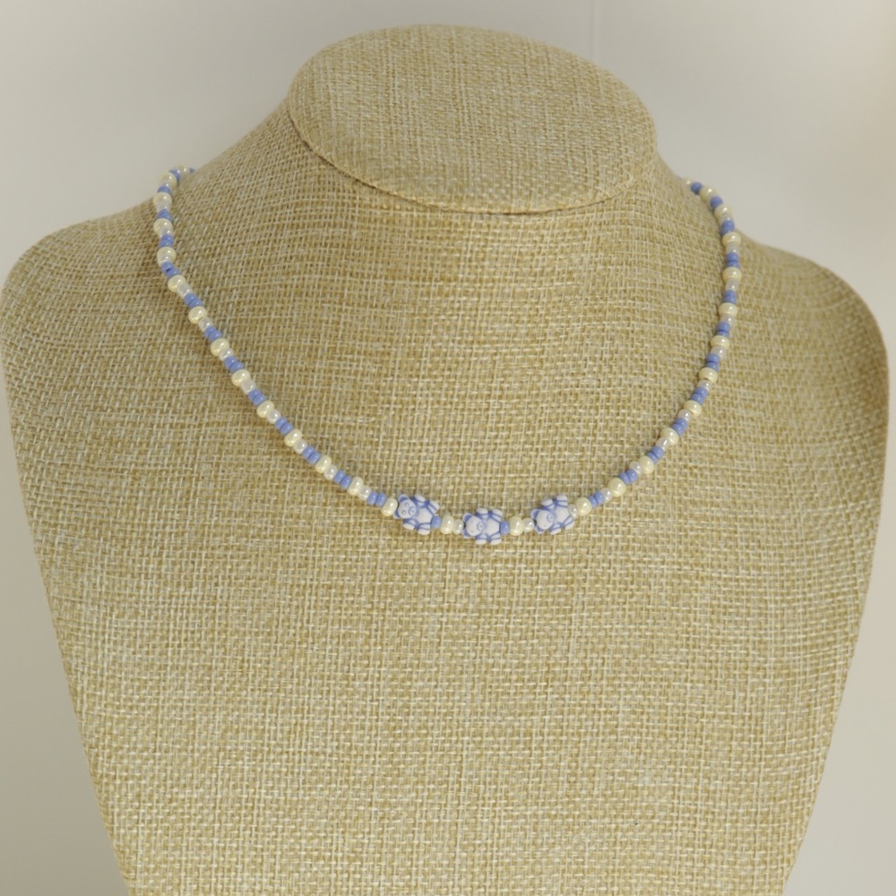 Blue Teddy Bear Necklace